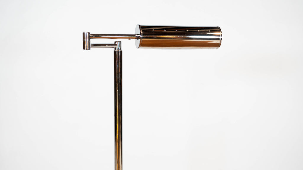 1960s Walter Von Nessen Modern Chrome Adjustable Floor Lamp