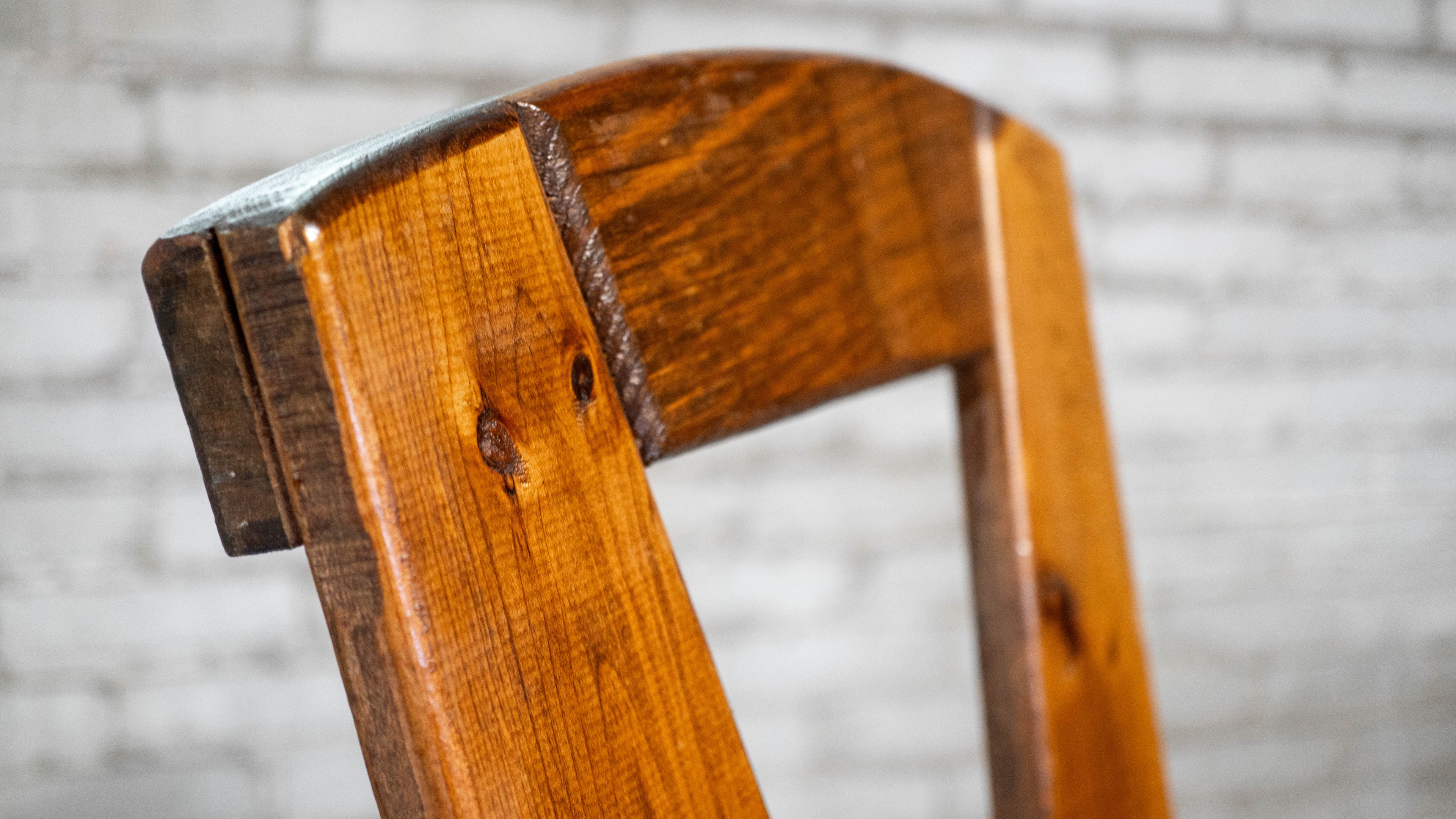 1970s French Modern Brutalist Dining Chairs After Pierre Chapo - Set of 8