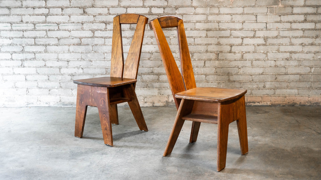 1970s French Modern Brutalist Dining Chairs After Pierre Chapo - Set of 8