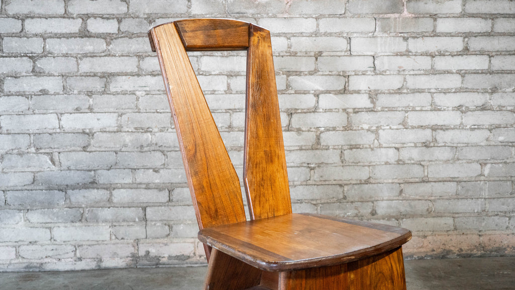 1970s French Modern Brutalist Dining Chairs After Pierre Chapo - Set of 8
