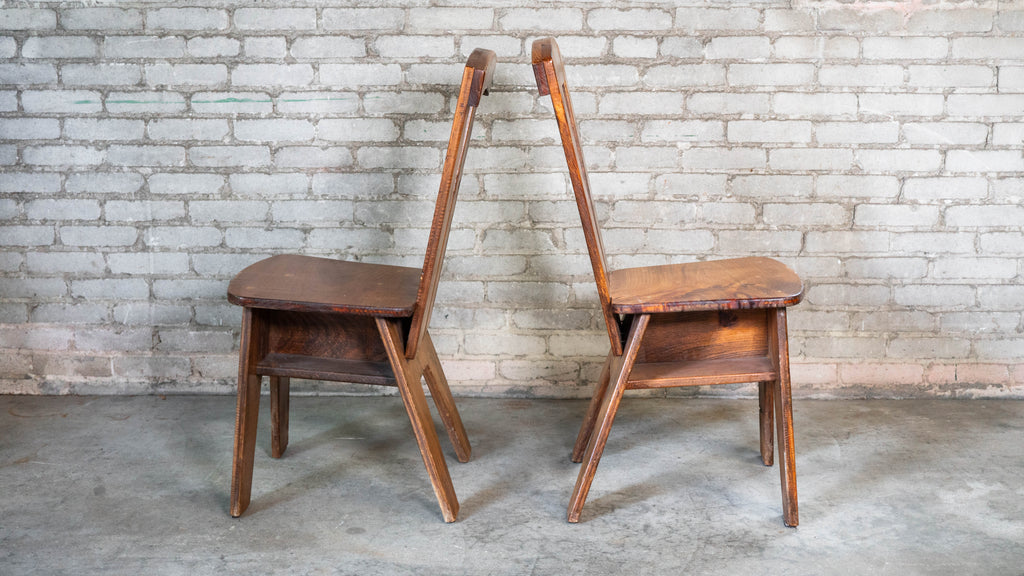 1970s French Modern Brutalist Dining Chairs After Pierre Chapo