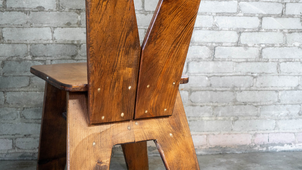 1970s French Modern Brutalist Dining Chairs After Pierre Chapo