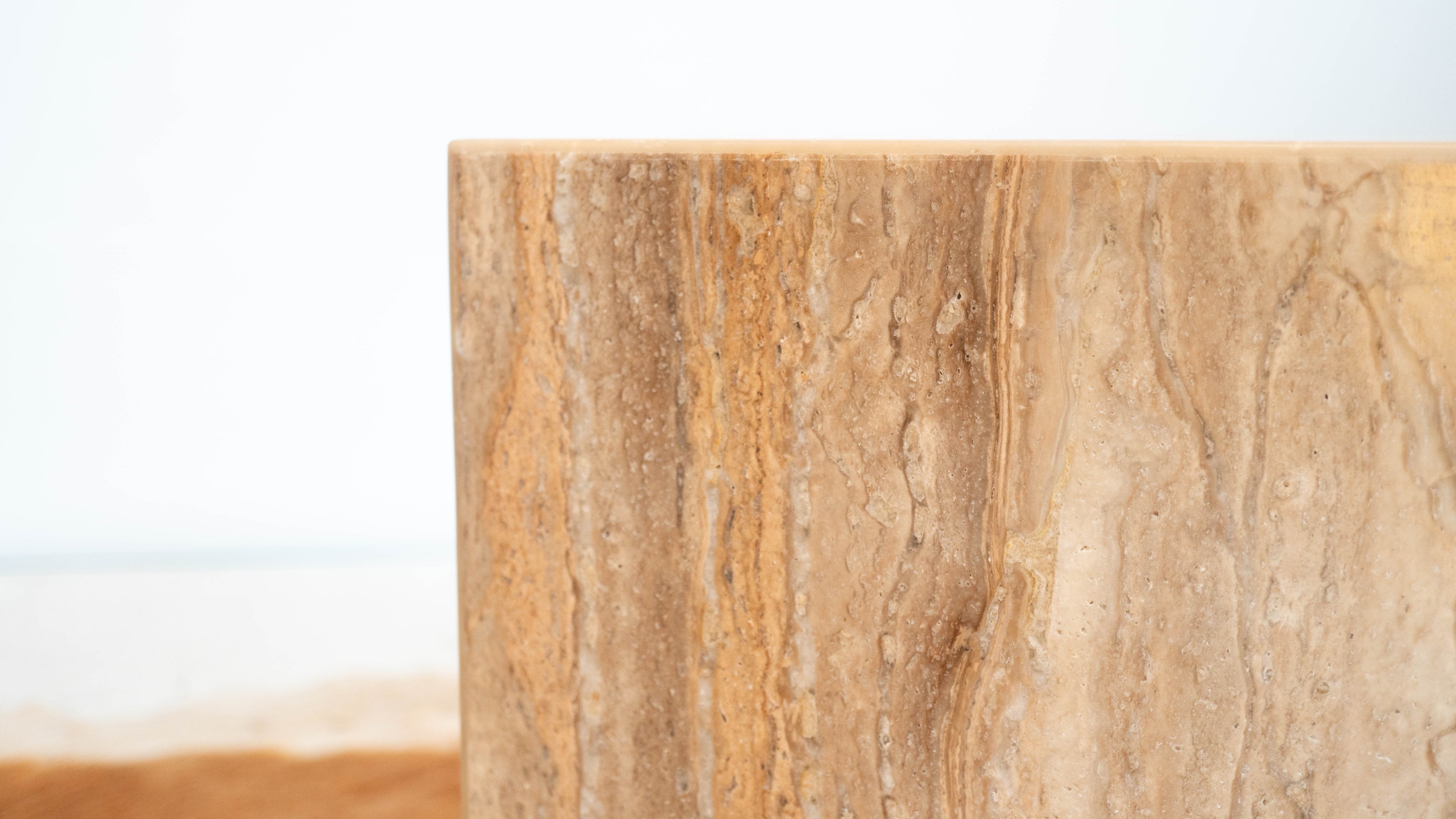 1980s Italian Polished Travertine Cube Side Table