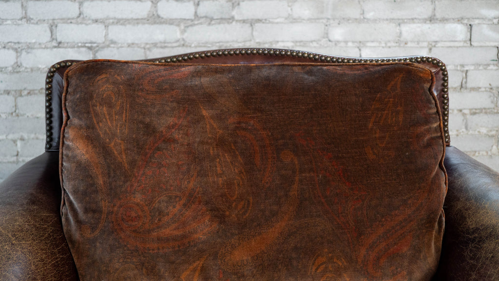 Ralph Lauren Leather and Paisley Velvet Club Chair