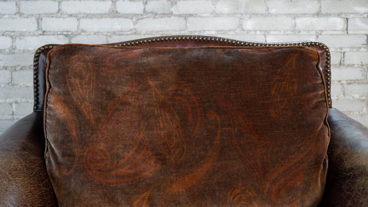 Ralph Lauren Leather and Paisley Velvet Club Chair