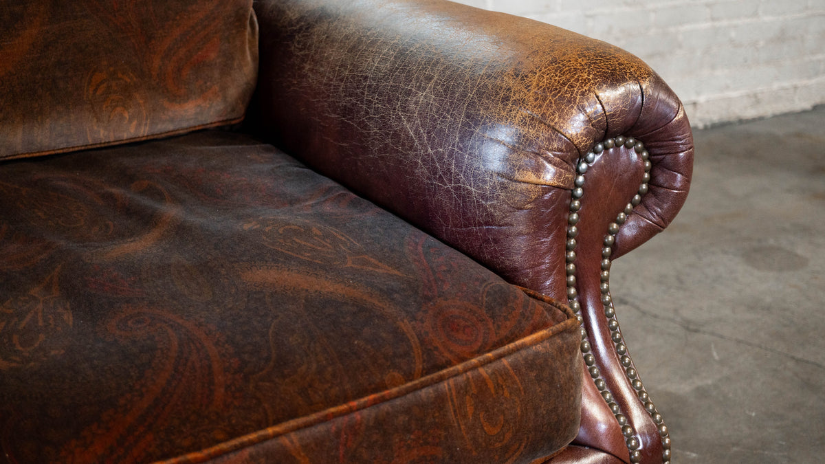 Ralph Lauren Leather and Paisley Velvet Club Chair