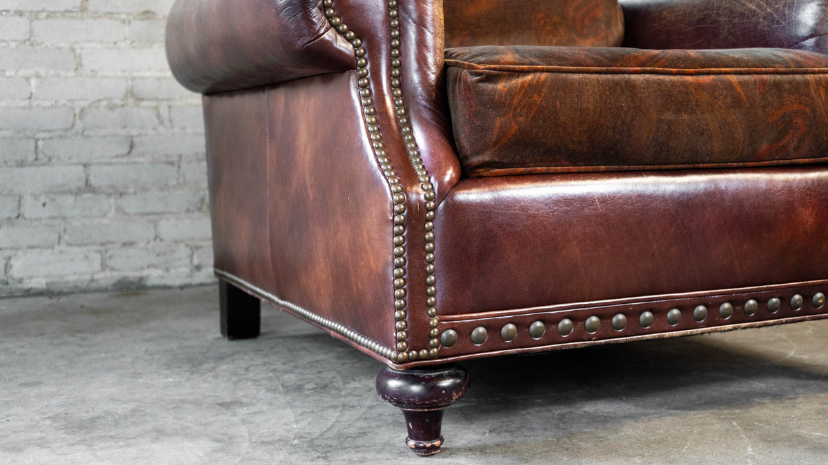 Ralph Lauren Leather and Paisley Velvet Club Chair