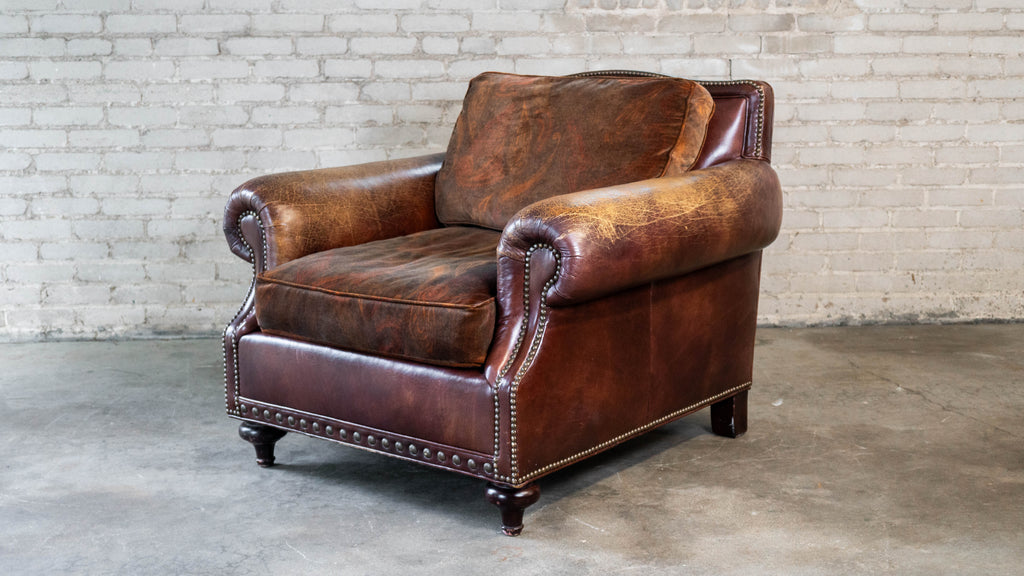 Ralph Lauren Leather and Paisley Velvet Club Chair