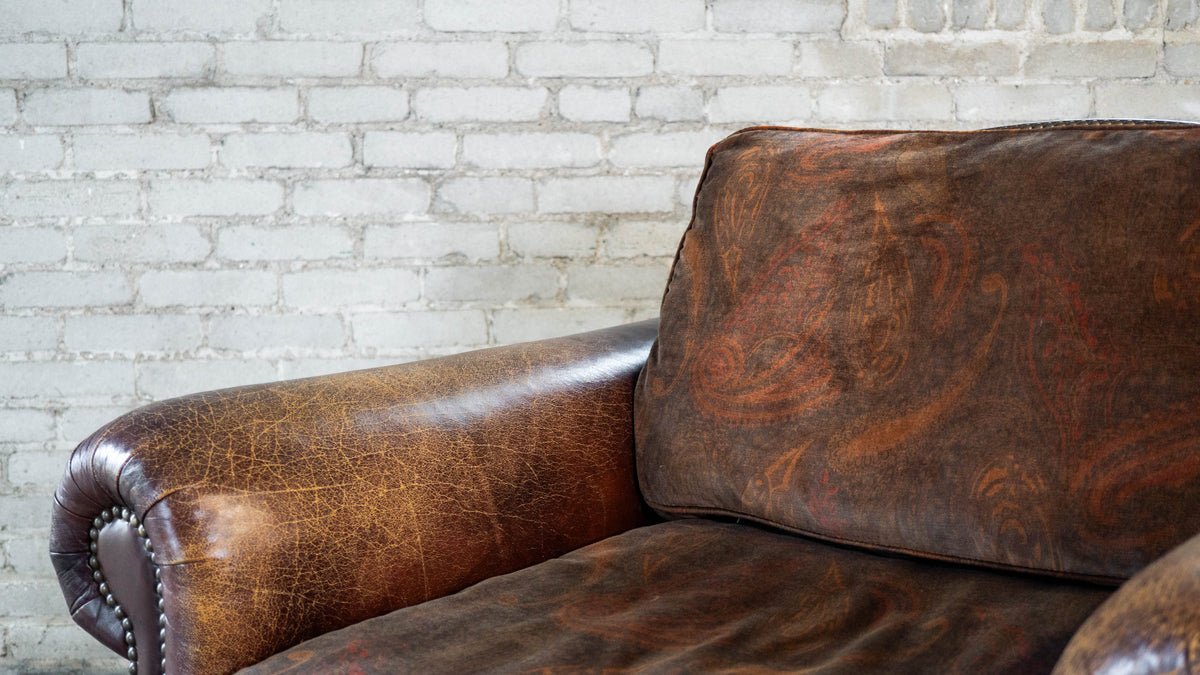 Ralph Lauren Leather and Paisley Velvet Club Chair