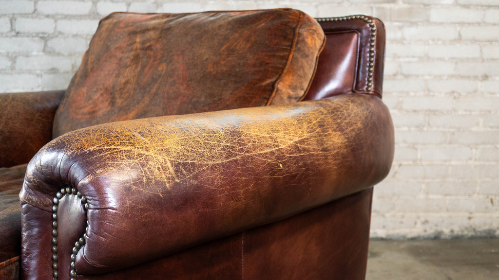 Ralph Lauren Leather and Paisley Velvet Club Chair