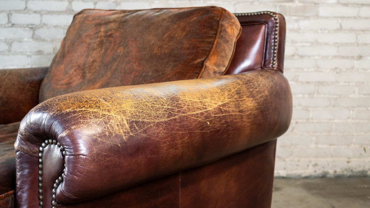 Ralph Lauren Leather and Paisley Velvet Club Chair