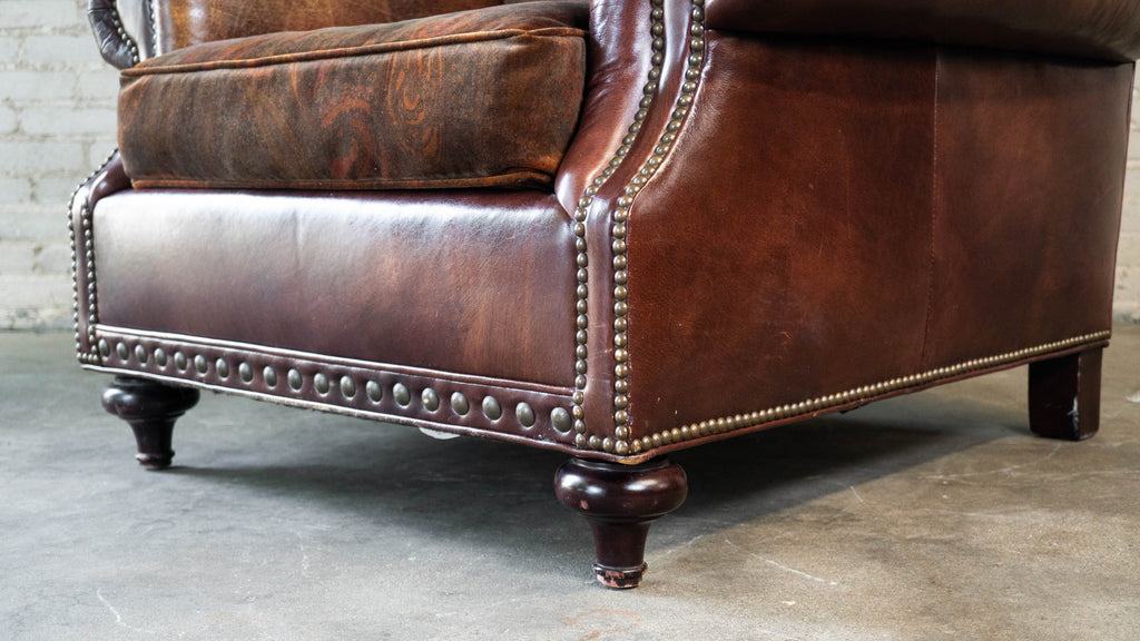 Ralph Lauren Leather and Paisley Velvet Club Chair