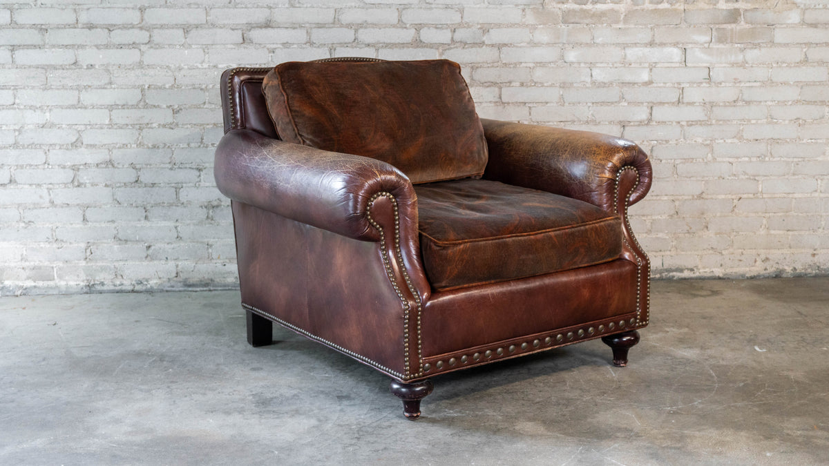 Ralph Lauren Leather and Paisley Velvet Club Chair