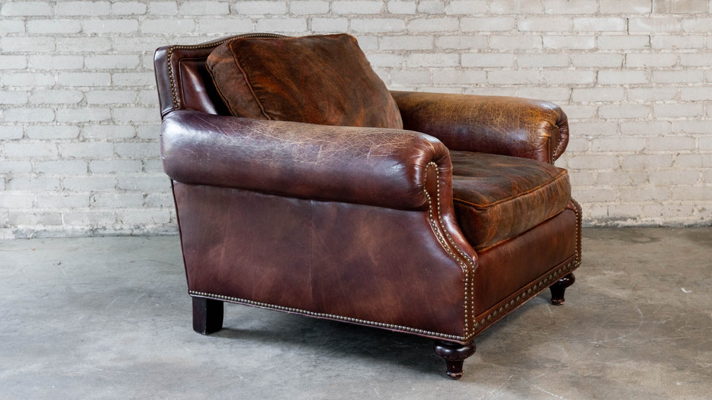 Ralph Lauren Leather and Paisley Velvet Club Chair