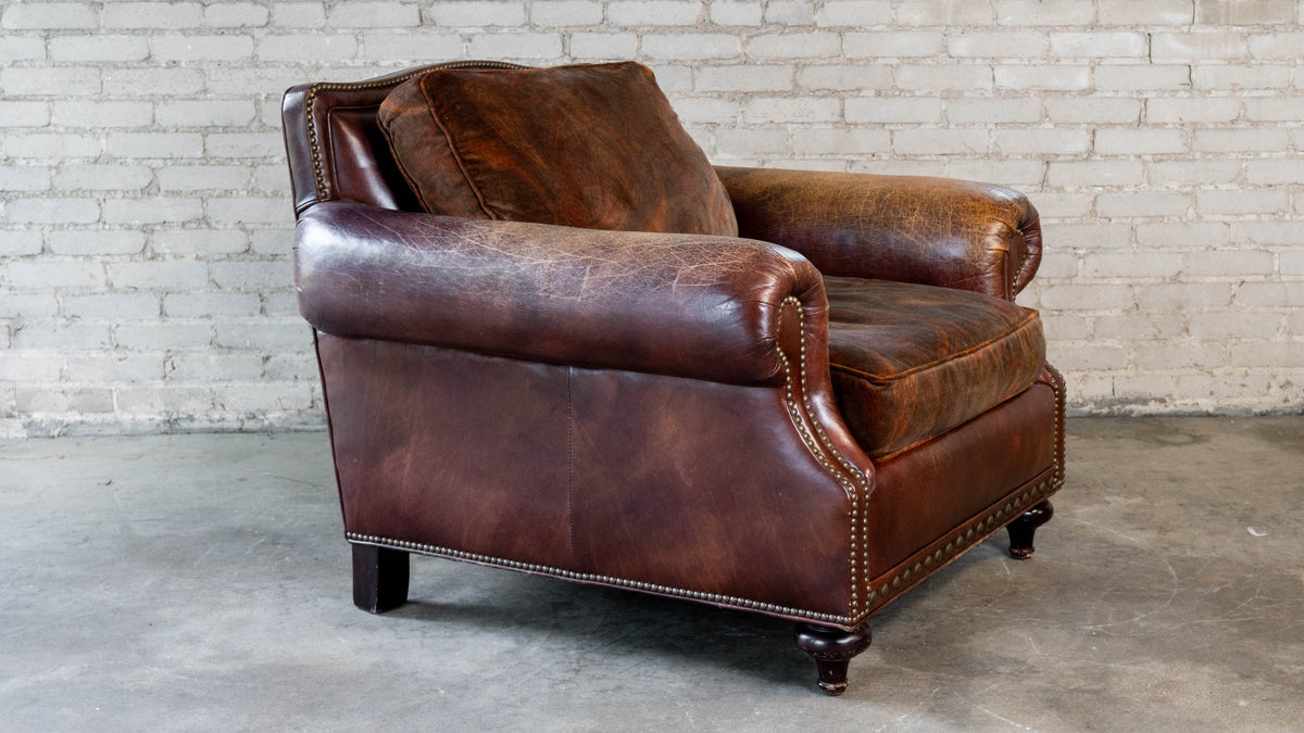 Ralph Lauren Leather and Paisley Velvet Club Chair
