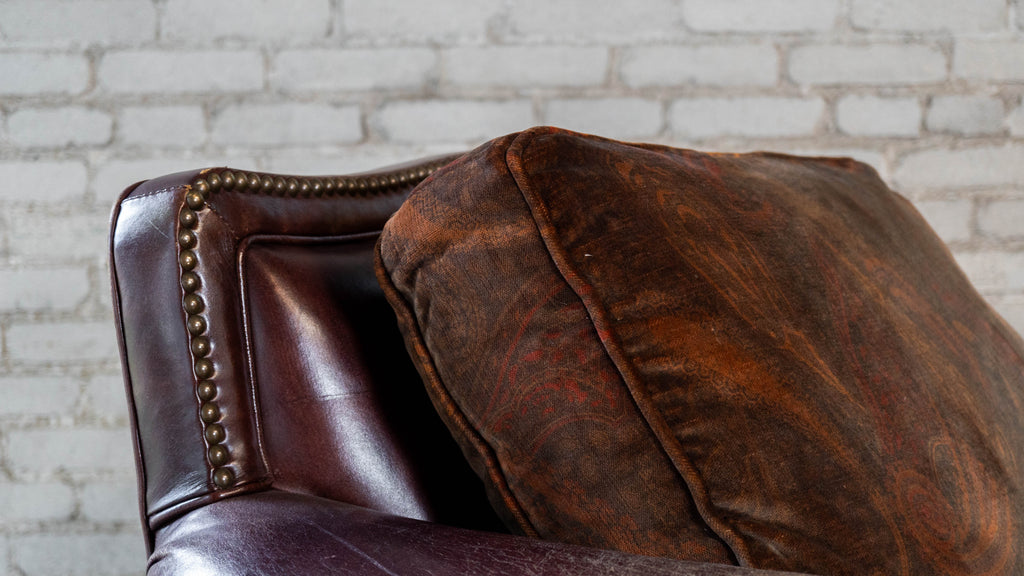 Ralph Lauren Leather and Paisley Velvet Club Chair