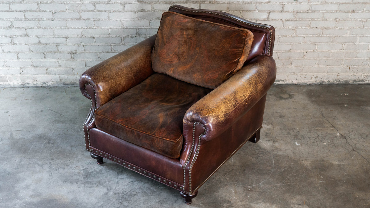 Ralph Lauren Leather and Paisley Velvet Club Chair