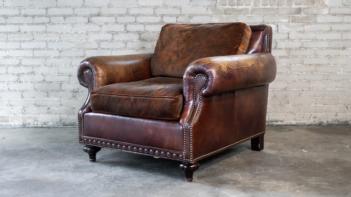 Ralph Lauren Leather and Paisley Velvet Club Chair