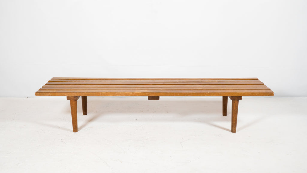 1960s Mid Century 5ft Low Profile Slat Wooden Bench or Coffee Table