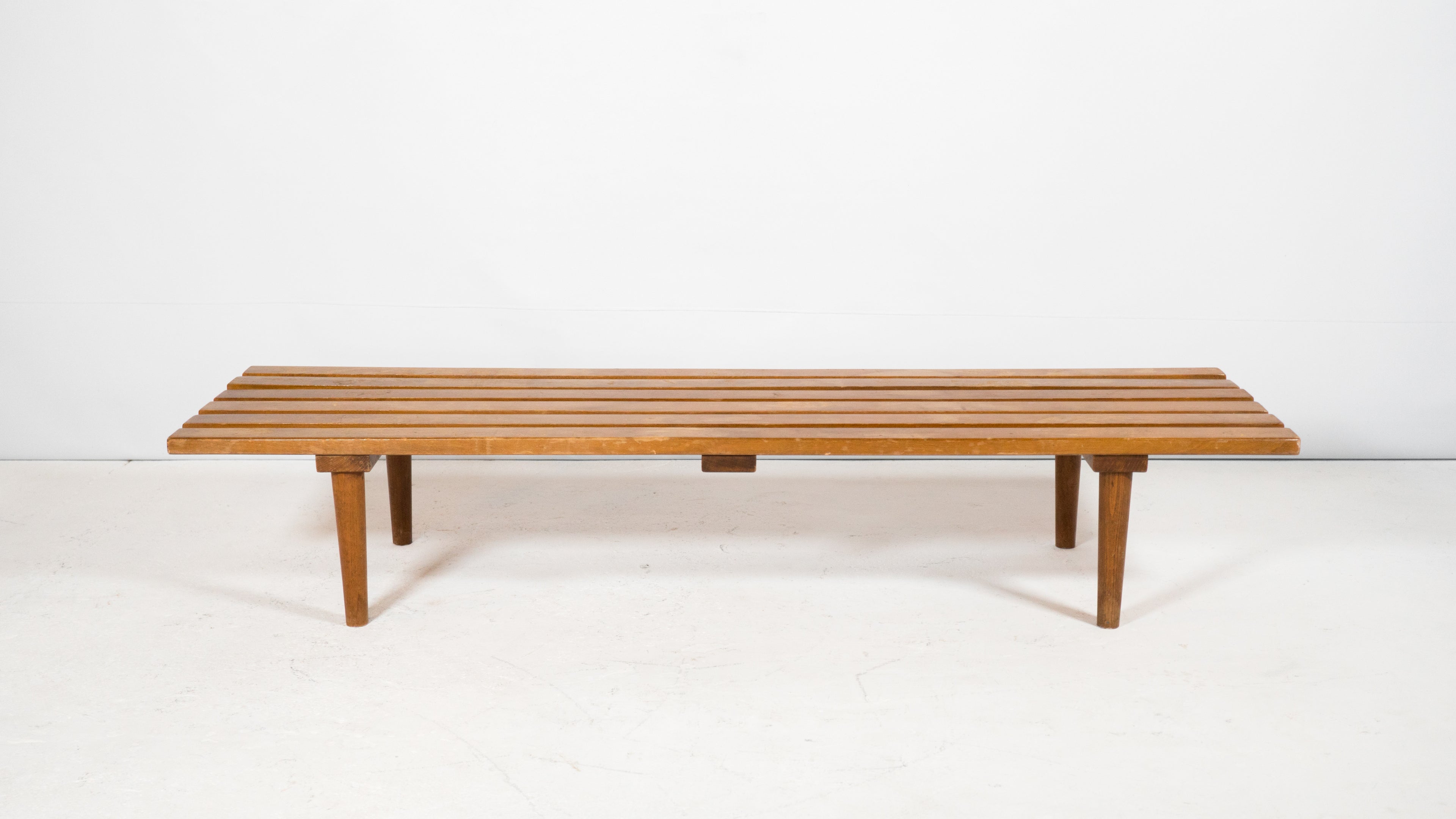1960s Mid Century 5ft Low Profile Slat Wooden Bench or Coffee Table