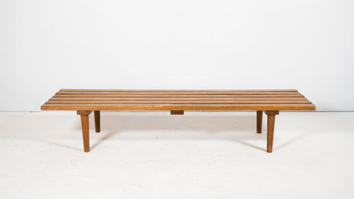 1960s Mid Century 5ft Low Profile Slat Wooden Bench or Coffee Table