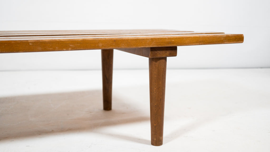 1960s Mid Century 5ft Low Profile Slat Wooden Bench or Coffee Table