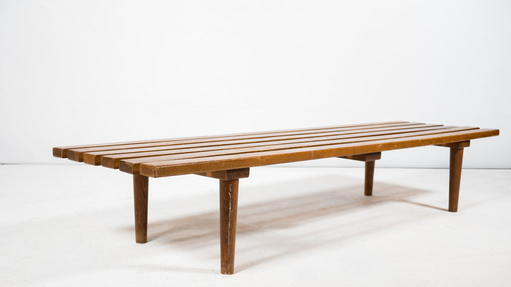 1960s Mid Century 5ft Low Profile Slat Wooden Bench or Coffee Table