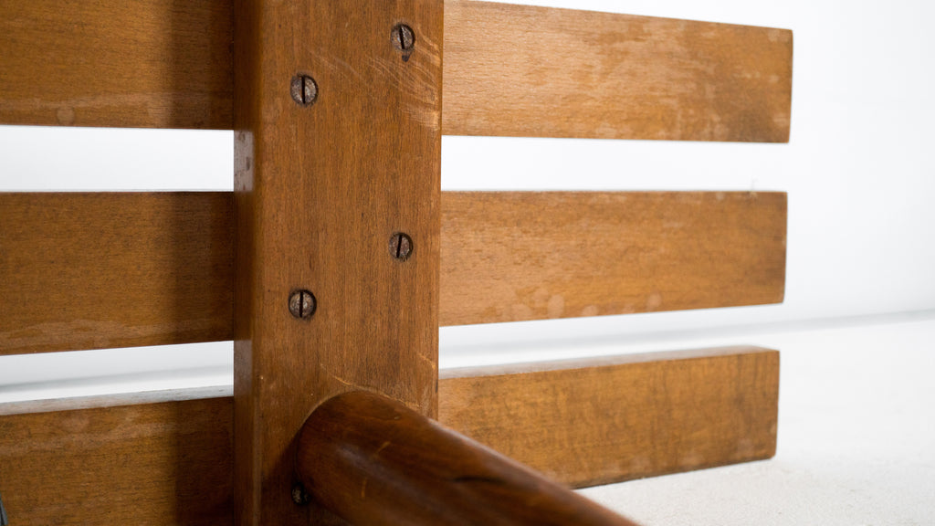 1960s Mid Century 5ft Low Profile Slat Wooden Bench or Coffee Table