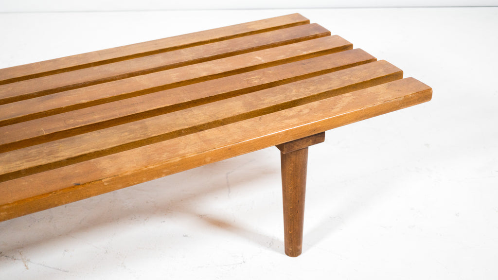 1960s Mid Century 5ft Low Profile Slat Wooden Bench or Coffee Table