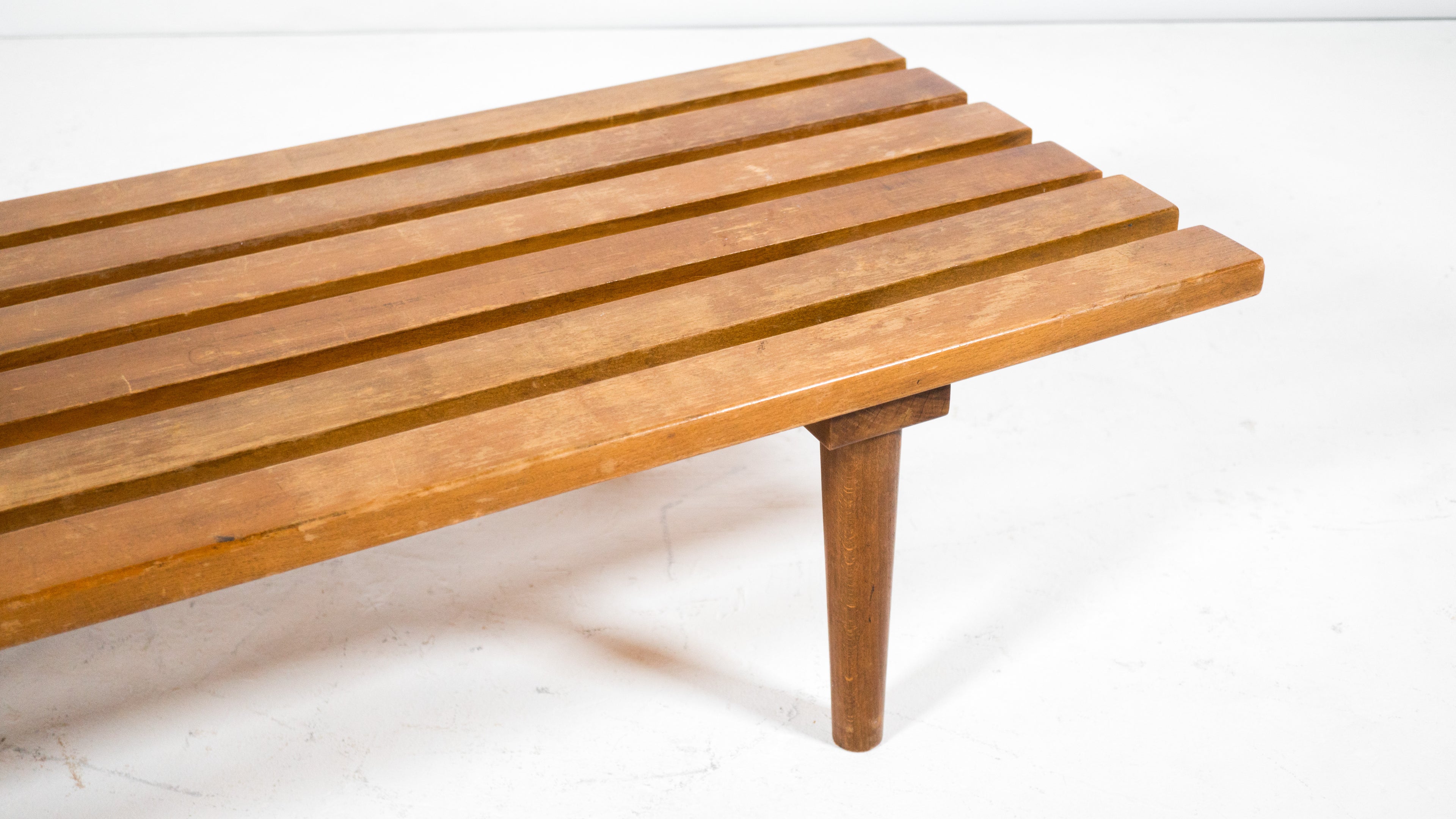 1960s Mid Century 5ft Low Profile Slat Wooden Bench or Coffee Table