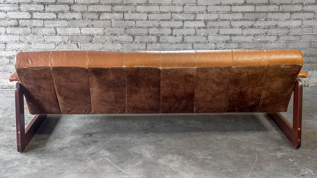 1970s Percival Lafer MP-185 Cognac Leather Sofa