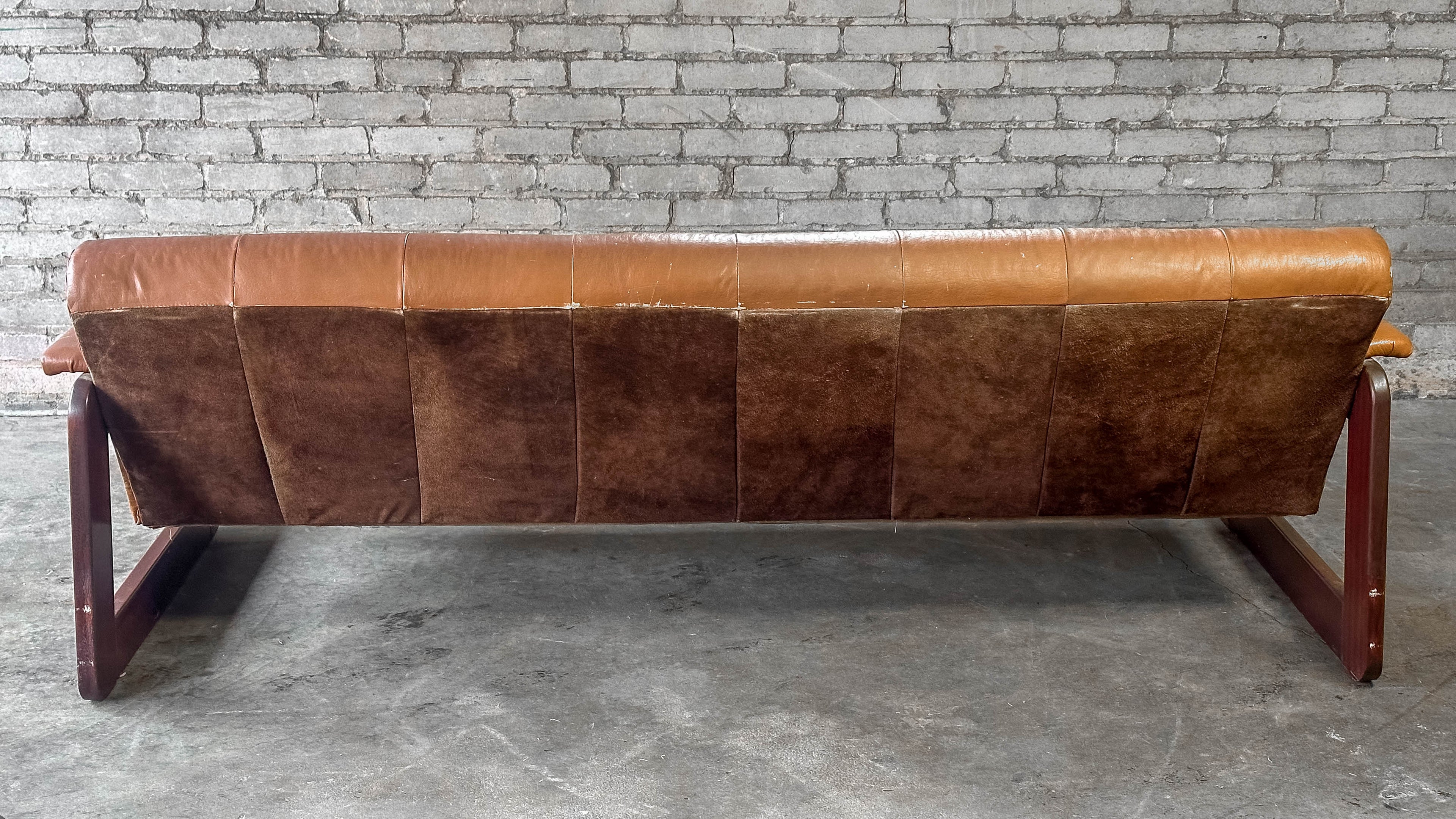 1970s Percival Lafer MP-185 Cognac Leather Sofa