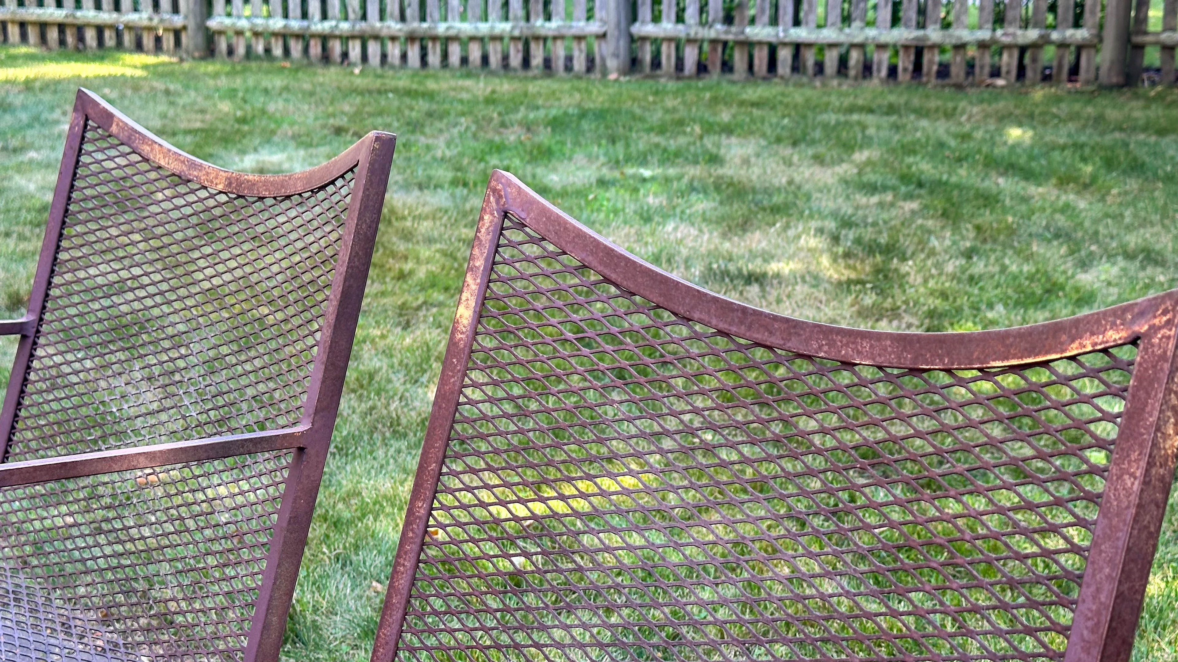 Mid-Century Bob Anderson Wrought Iron Mesh Patio Chairs - 5 Pieces