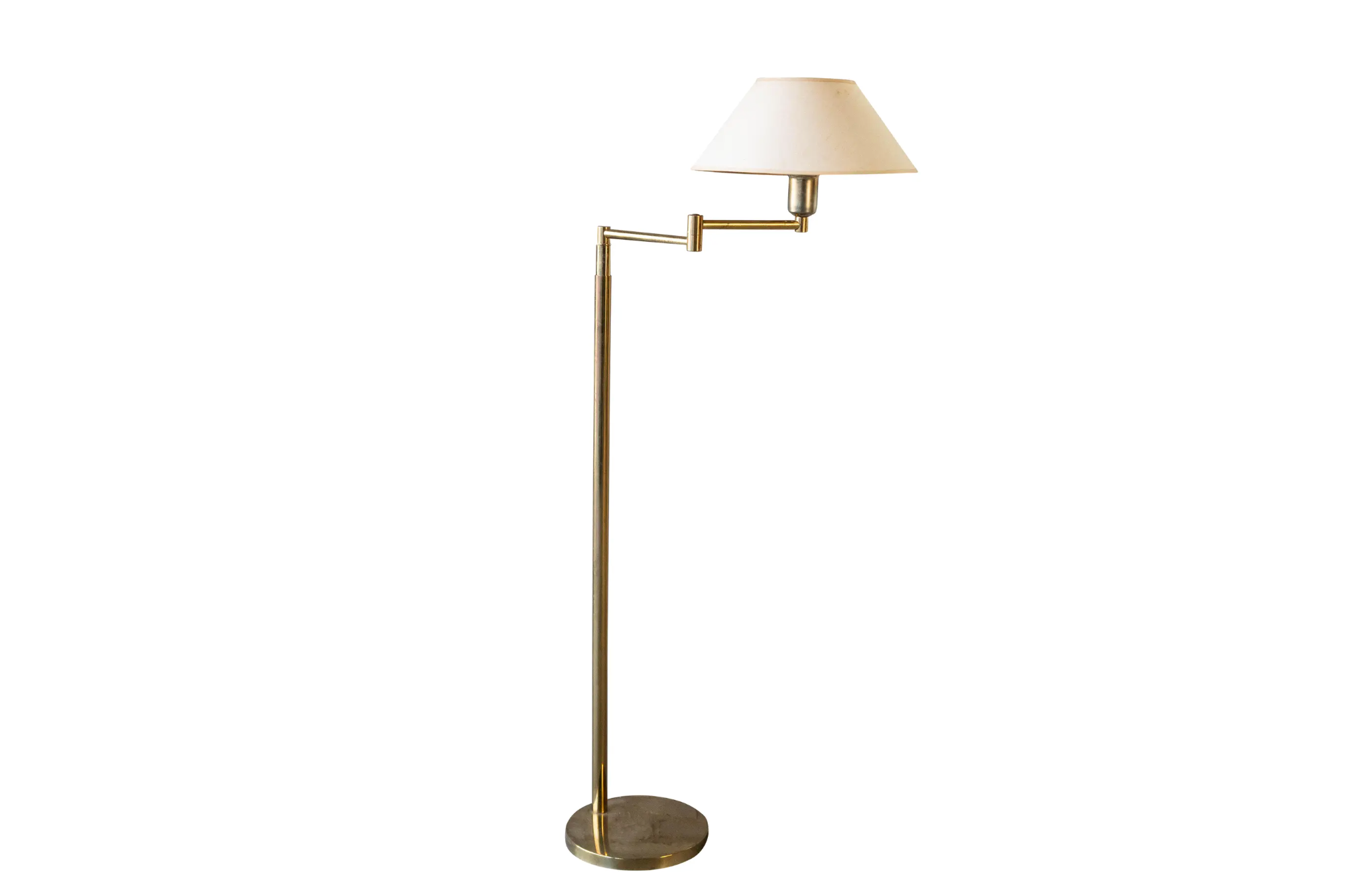 Vintage Walter Von Nessen Brass Floor Lamp With Swing Arm