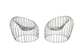 Mid Century Iron Bubble Lounge Chairs - a Pair