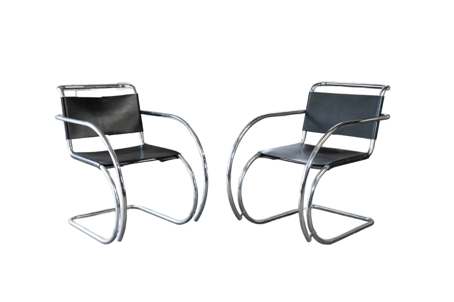 Vintage Mid Century Chairs Mies Van Der Rohe 'Mr20' Attr. Chairs - A Pair