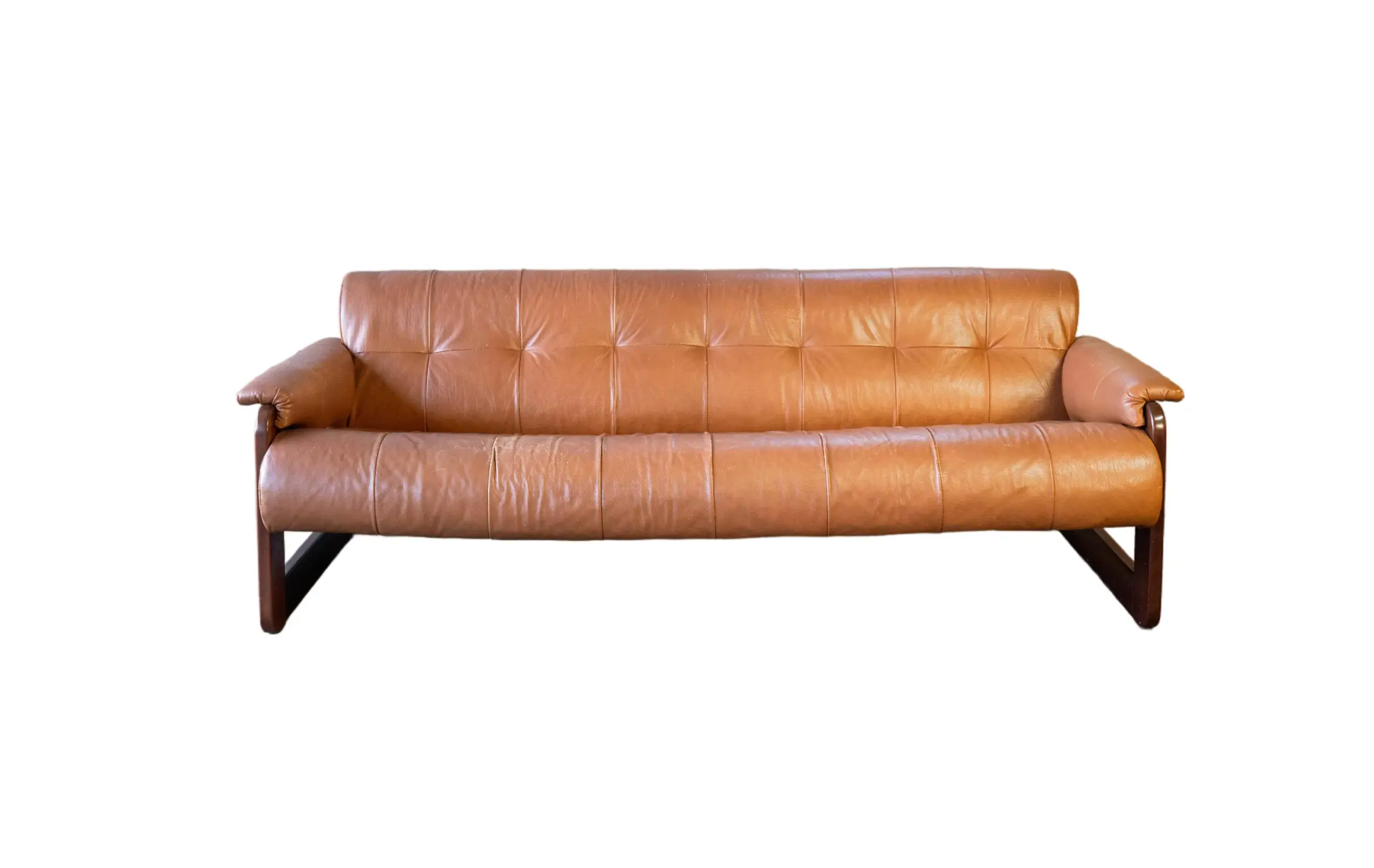 1970s Percival Lafer MP-185 Cognac Leather Sofa