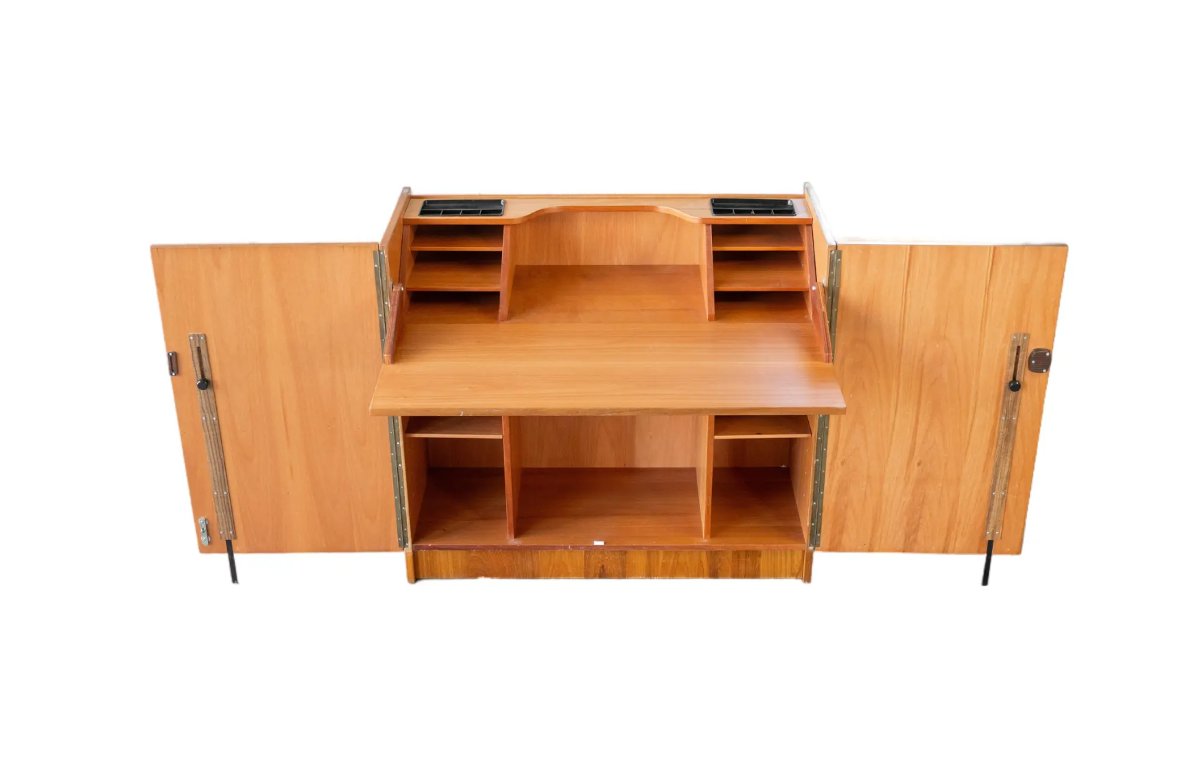 1970s Mid-Century Danish Modern Teak Hideaway Desk & Cabinet