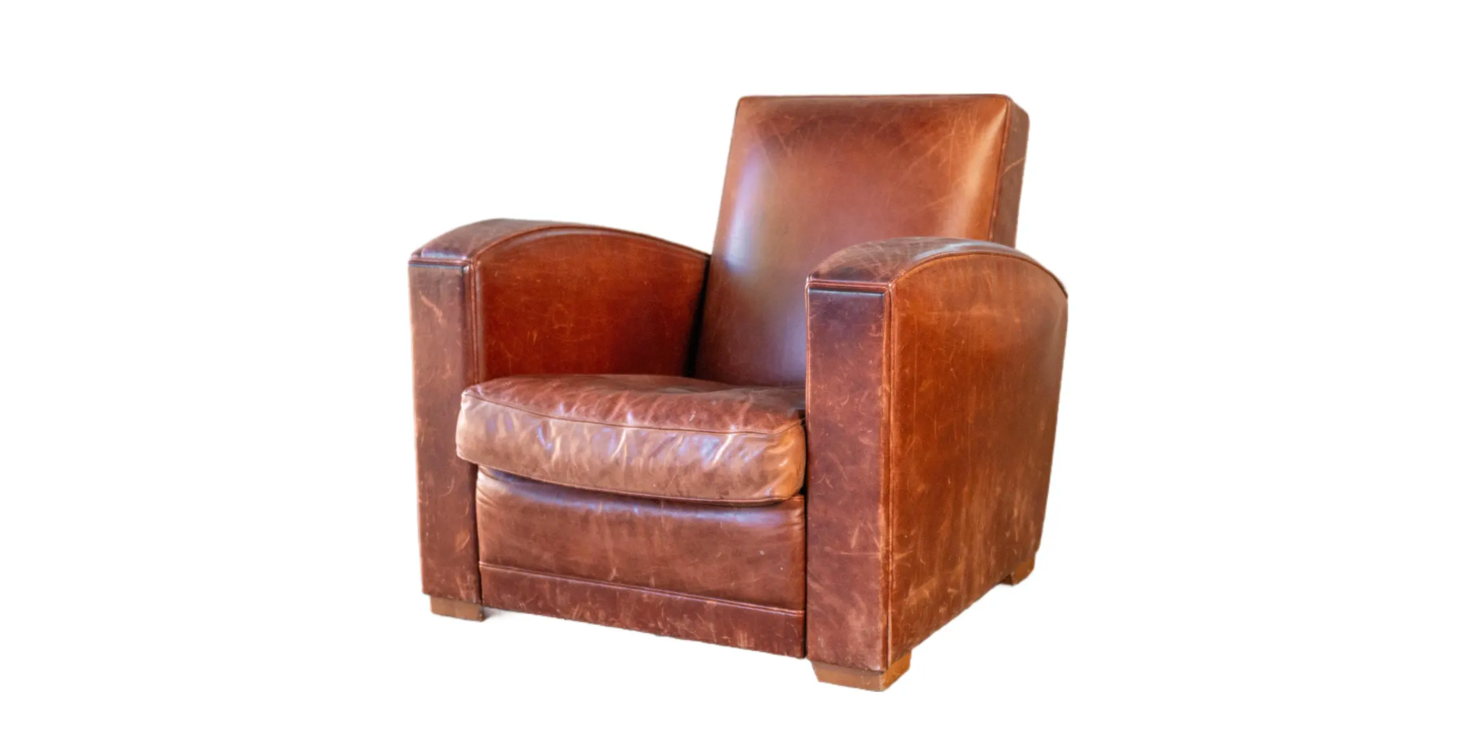 Vintage Art Deco Cognac Leather Club Chair