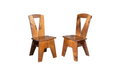 1970s French Modern Brutalist Dining Chairs After Pierre Chapo